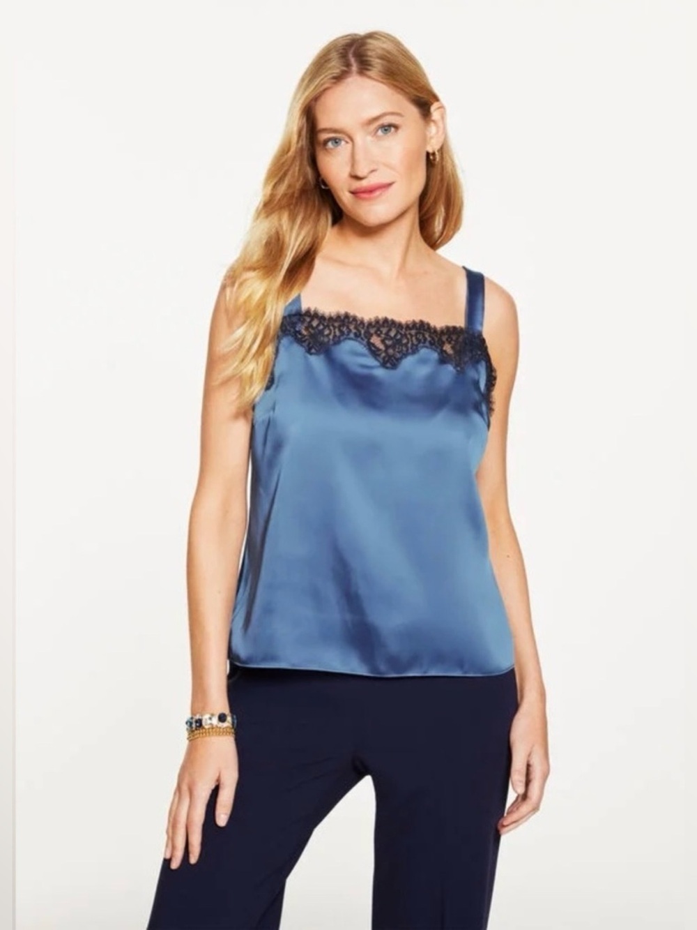 NWT Talbots Lace Trim Satin Camisole
